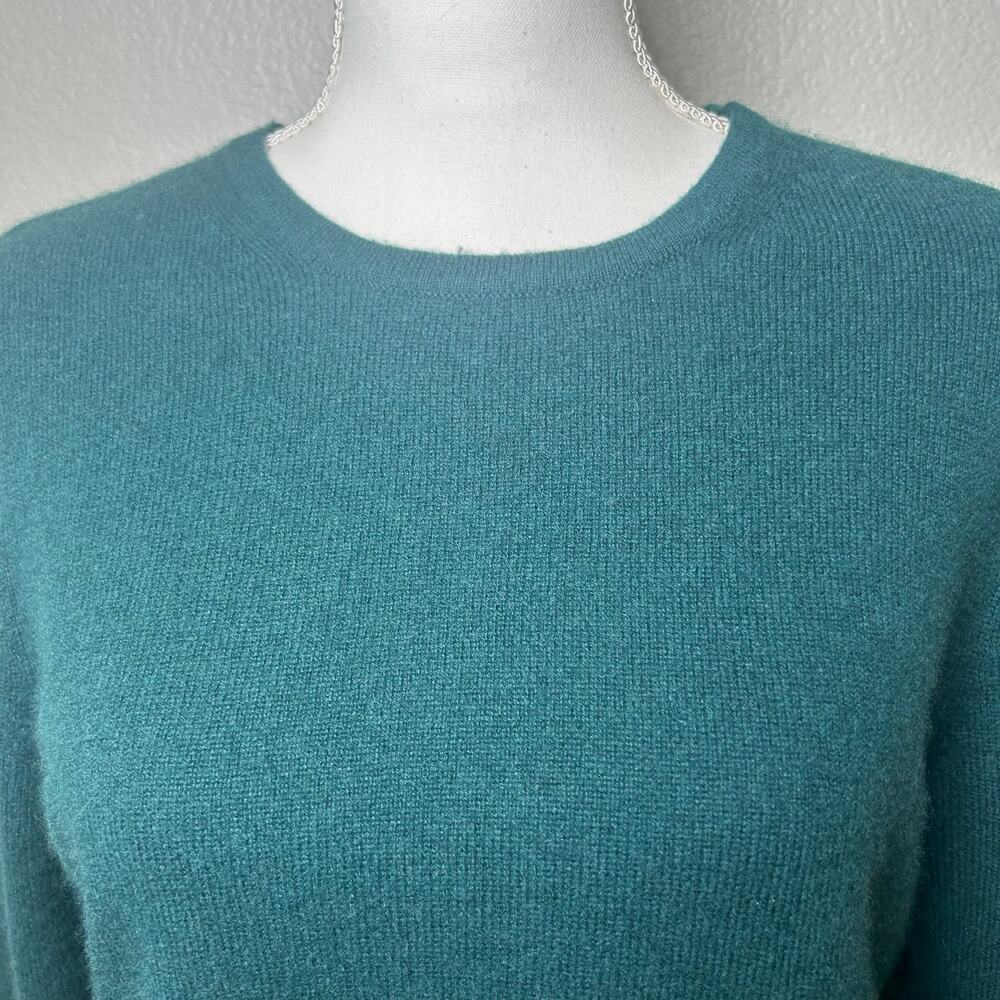 Charter Club luxury 100% cashmere emerald green crew neck long sleeve sweater L - Picture 2 of 7
